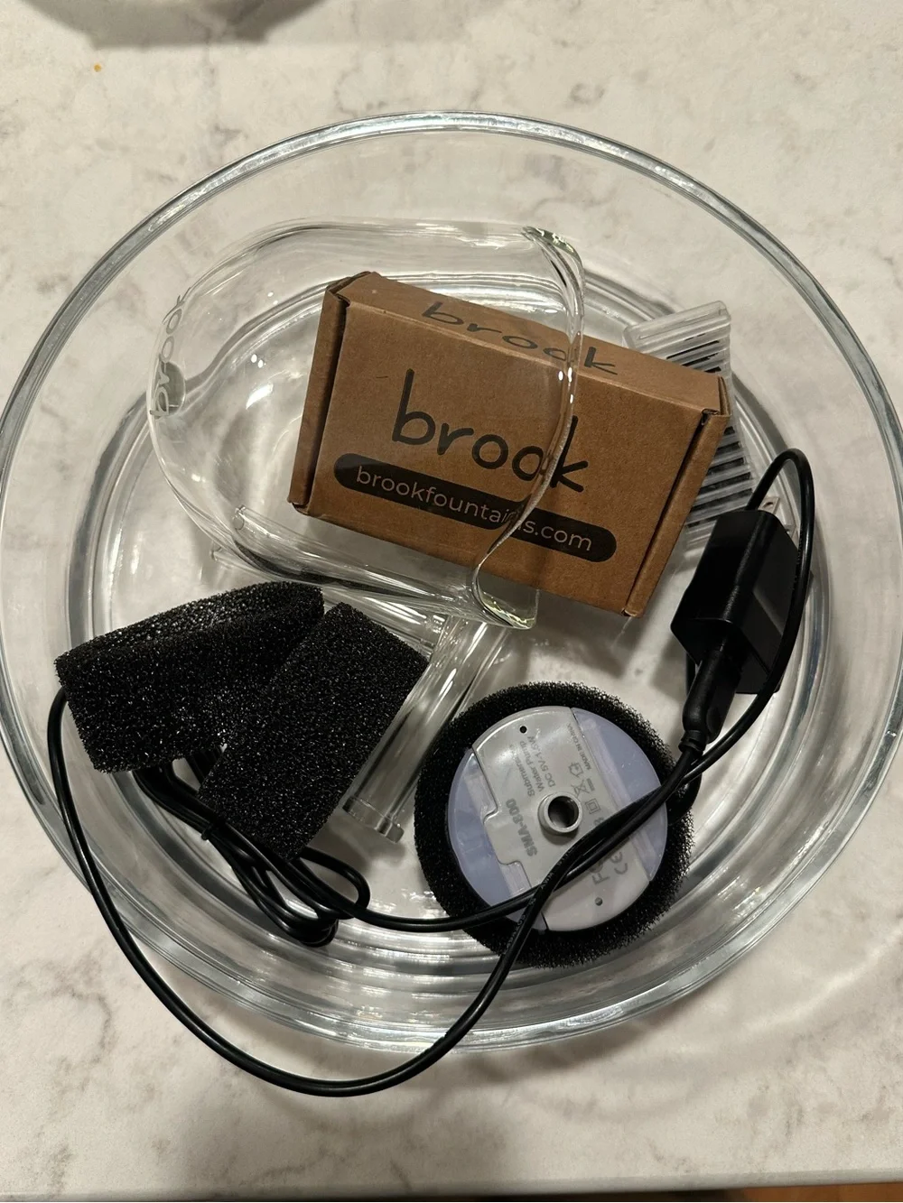 Brooks Clear Glass Cat Water Fountain with Dome